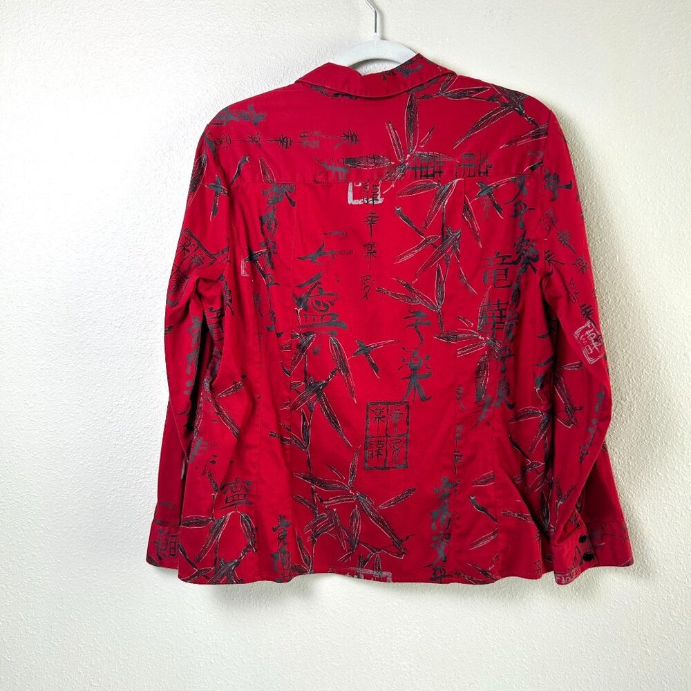 Additions By Chicos Button Up Top Size L 2 Red Bl… - image 4